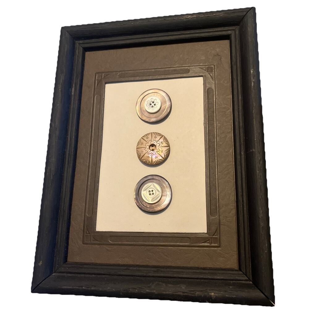 Framed Antique Mother of Pearl and Carved Buttons -Sewing / Craft Room Decor